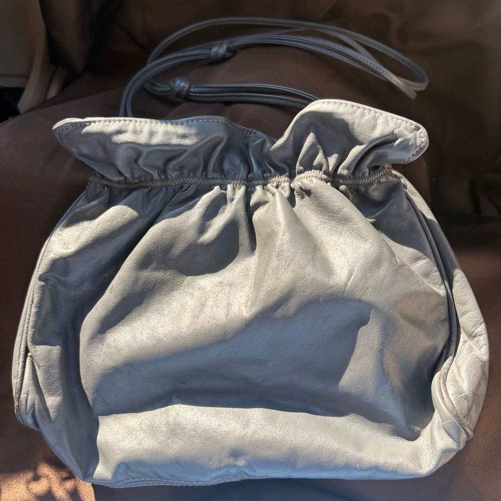 Chic Gray Leather Shoulder Bag